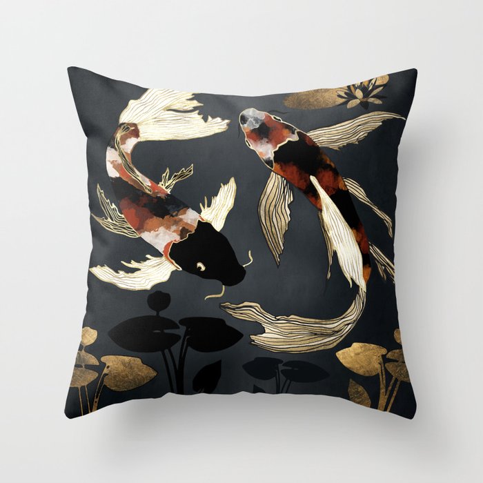 Metallic Koi IV Throw Pillow Gallery Image 1