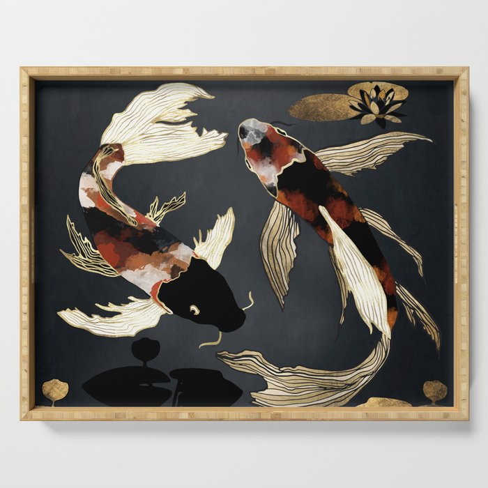 Metallic Koi IV Serving Tray Gallery Image 1
