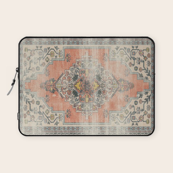 turkish floral - orange & olive green Laptop Sleeve Gallery Image 1