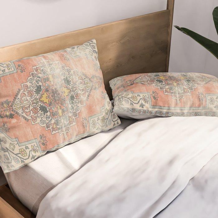 turkish floral - orange & olive green Pillow Sham Gallery Image 2
