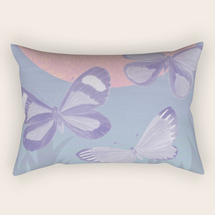 Moonrise Meadow Butterflies Rectangular Pillow Gallery Image 2