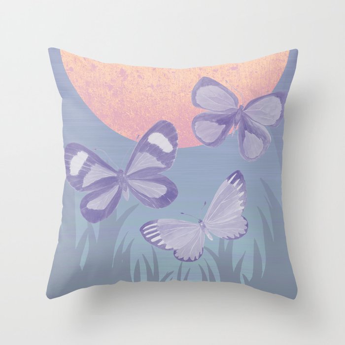 Moonrise Meadow Butterflies Throw Pillow Gallery Image 6