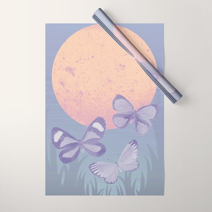 Moonrise Meadow Butterflies Wrapping Paper Gallery Image 1