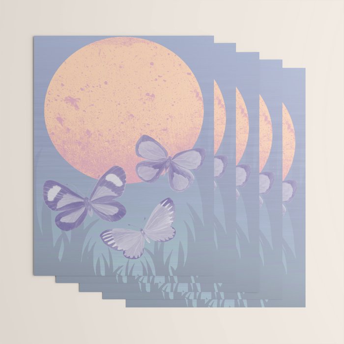 Moonrise Meadow Butterflies Wrapping Paper Gallery Image 3