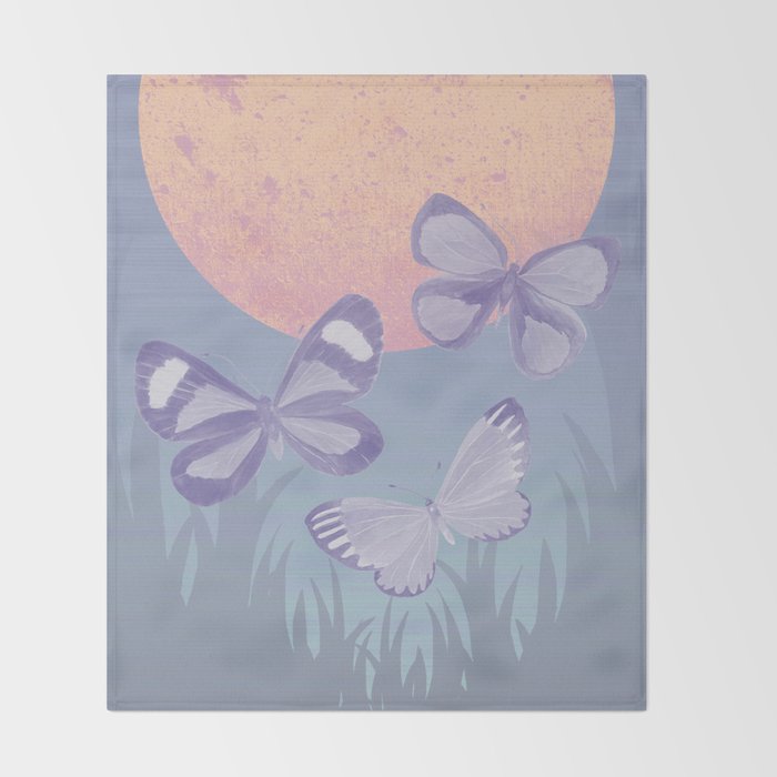 Moonrise Meadow Butterflies Throw Blanket Gallery Image 2