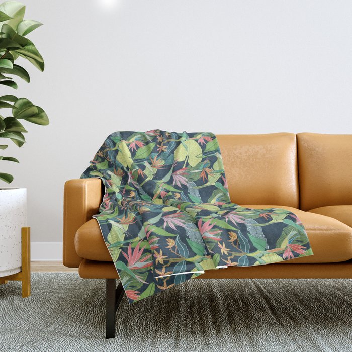 Tropical Bird of Paradise Throw Blanket Gallery Image 1