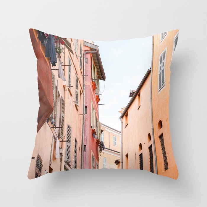 Colorful Street In Old Town Nice, France Photo | Architecture Of Europe Art Print | Digital Color Travel Photography Throw Pillow Gallery Image 6