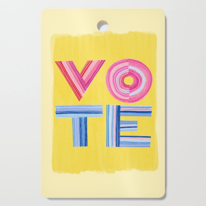 Vote Hand Lettering on Yellow Watercolor Background Cutting Board Gallery Image 1