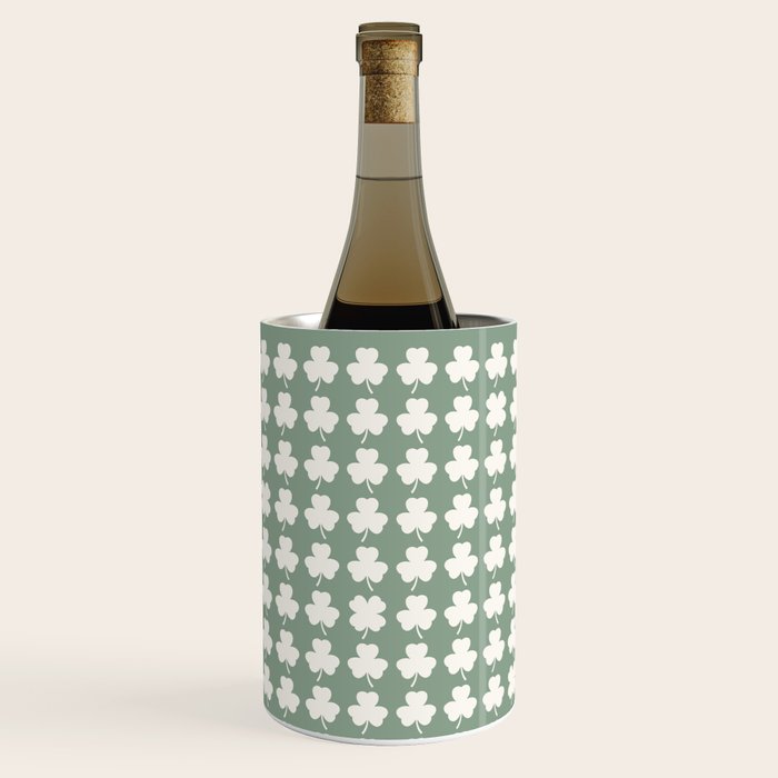 Clovers XXXVII Sage Green Botanical Pattern Wine Chiller Gallery Image 2