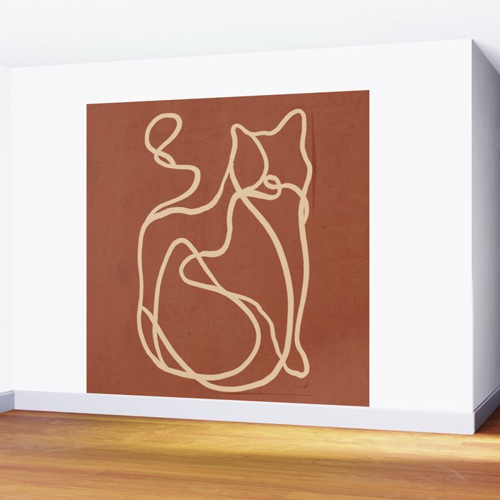 Abstract Line Art Cat 8 Wall Mural Gallery Image 2