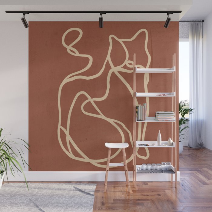 Abstract Line Art Cat 8 Wall Mural Gallery Image 1