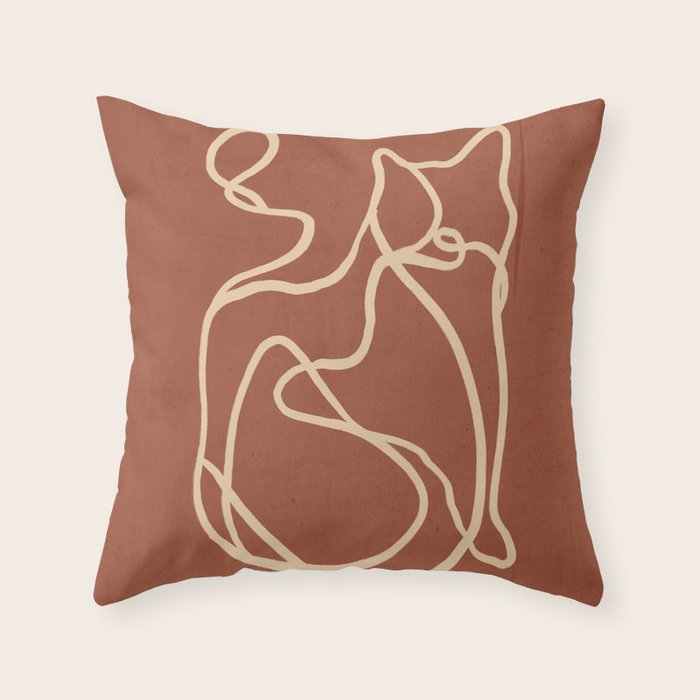 Abstract Line Art Cat 8 Throw Pillow Gallery Image 6