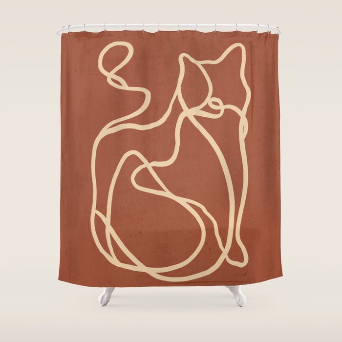Abstract Line Art Cat 8 Shower Curtain Gallery Image 1