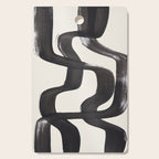 Mid Century Modern Minimalist Abstract Art Brush Strokes Black & White Ink Art Ripple Lines Cutting Board Gallery Image 1