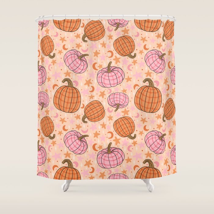 Pumpkin Print Shower Curtain Gallery Image 1
