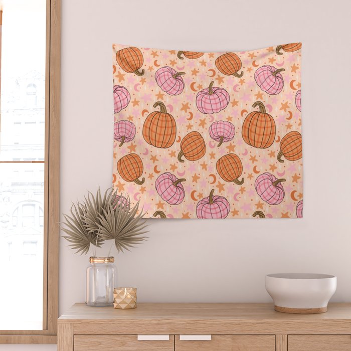 Pumpkin Print Wall Tapestry Gallery Image 2