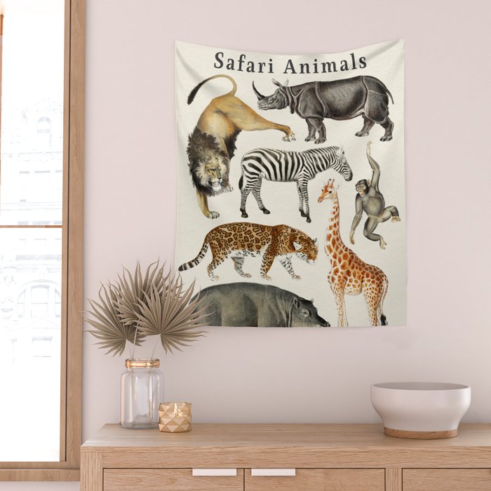 Safari Animals Collection Wall Tapestry Gallery Image 2