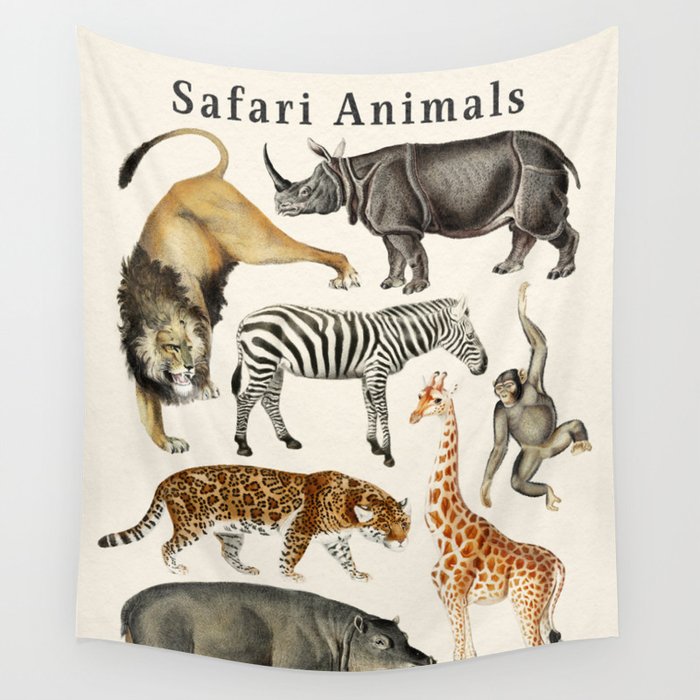 Safari Animals Collection Wall Tapestry Gallery Image 4