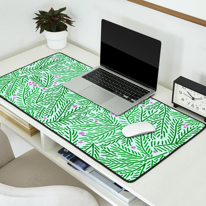 Winter Berries & Pine Branches in Green Desk Mat Gallery Image 2