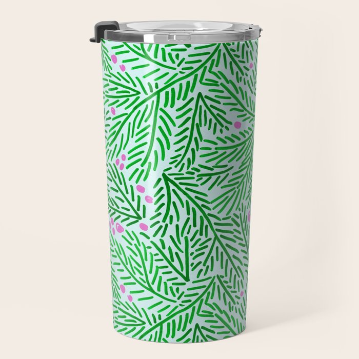Winter Berries & Pine Branches in Green Travel Mug Gallery Image 3