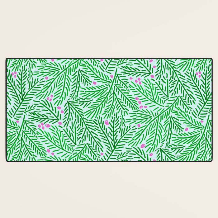 Winter Berries & Pine Branches in Green Desk Mat Gallery Image 3