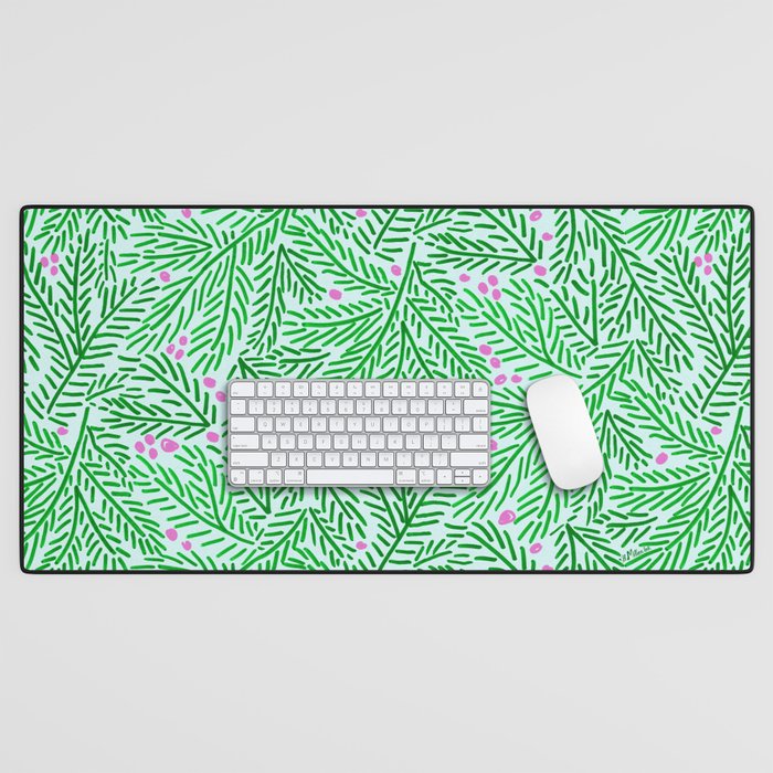 Winter Berries & Pine Branches in Green Desk Mat Gallery Image 1