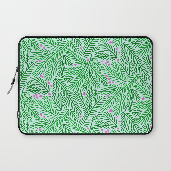 Winter Berries & Pine Branches in Green Laptop Sleeve Gallery Image 1