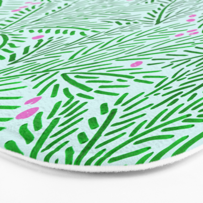 Winter Berries & Pine Branches in Green Bath Mat Gallery Image 3