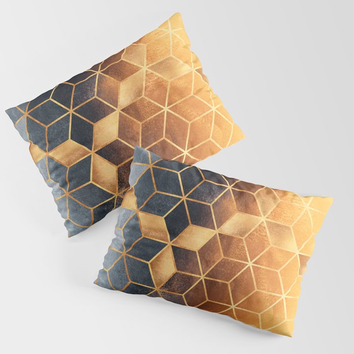 Golden Gradient Cubes Pillow Sham Gallery Image 3