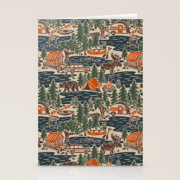 North Country Summer - classic blue, green, brown, and red Stationery Card Gallery Image 1