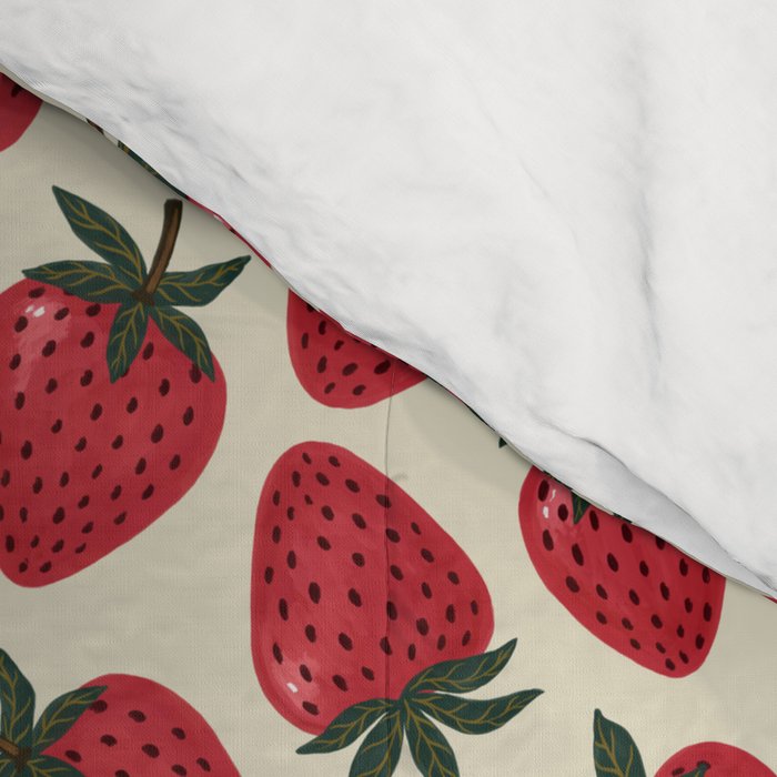 Hand Drawn Vintage Strawberry Pattern Comforter Gallery Image 4