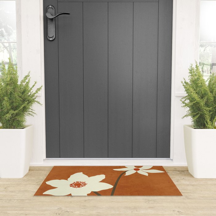 Minimal Abstract Art Landscape Flowers 4 Welcome Mat Gallery Image 3