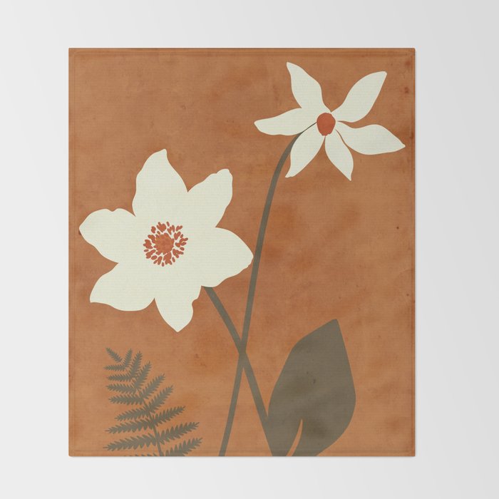 Minimal Abstract Art Landscape Flowers 4 Throw Blanket Gallery Image 2