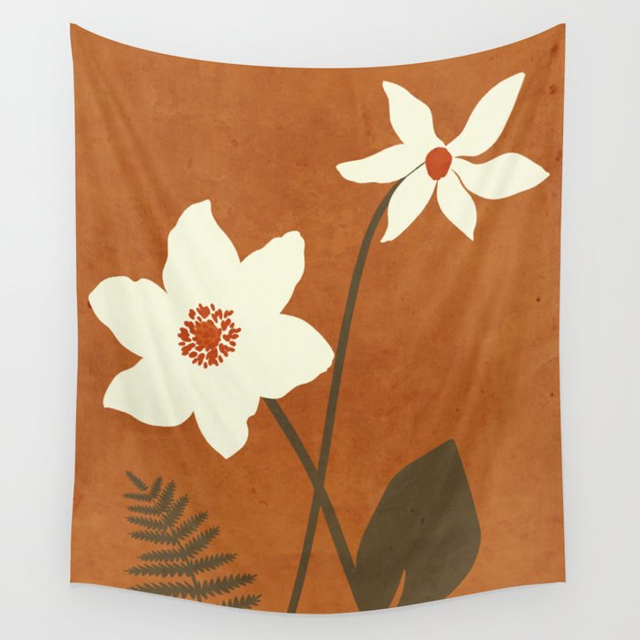 Minimal Abstract Art Landscape Flowers 4 Wall Tapestry Gallery Image 1