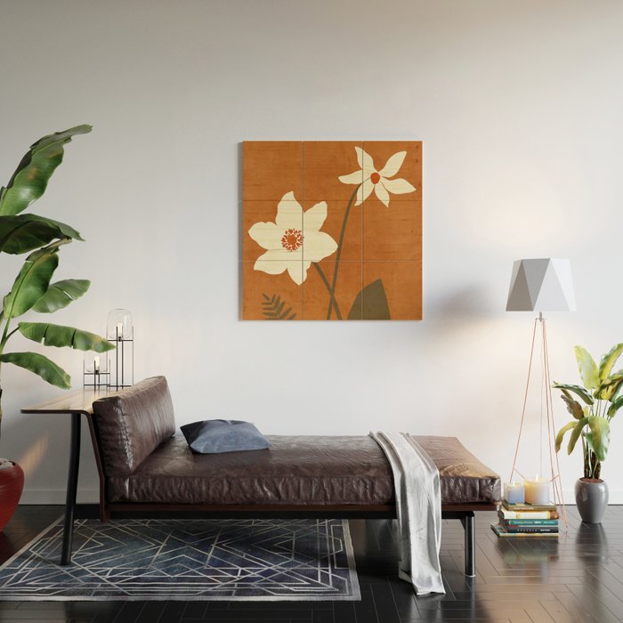 Minimal Abstract Art Landscape Flowers 4 Wood Wall Art Gallery Image 2