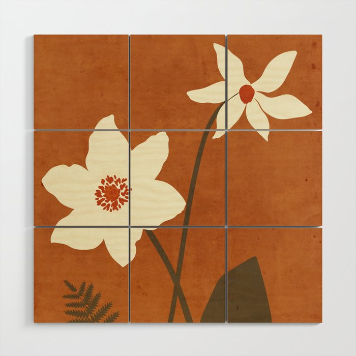 Minimal Abstract Art Landscape Flowers 4 Wood Wall Art Gallery Image 1