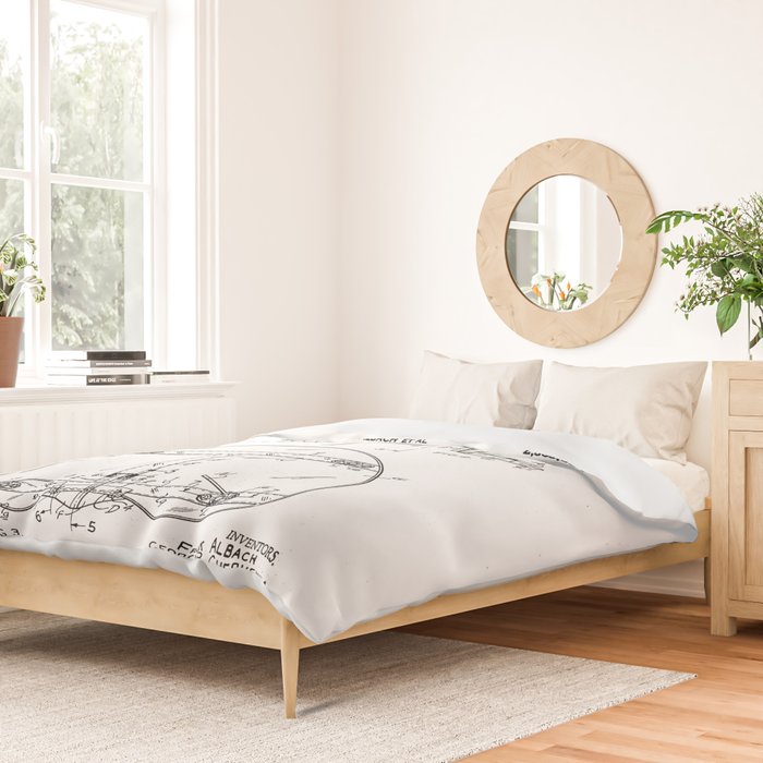 Basketball Net Patent - Basketball Fan Coach Player Art - White Duvet Cover Gallery Image 2