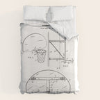 Basketball Net Patent - Basketball Fan Coach Player Art - White Duvet Cover Gallery Image 6