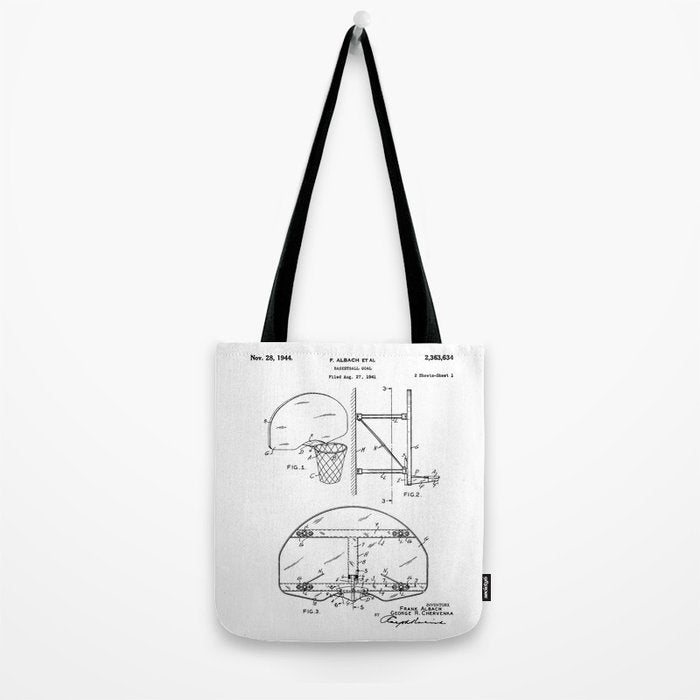 Basketball Net Patent - Basketball Fan Coach Player Art - White Tote Bag Gallery Image 2