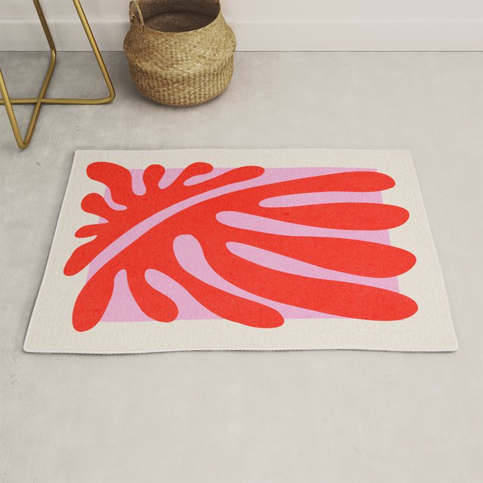 Coral & Lavender: Matisse Paper Leaf Cutouts 01 Rug Gallery Image 1
