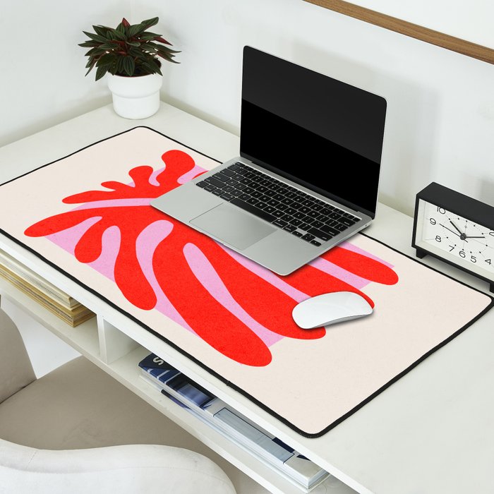 Coral & Lavender: Matisse Paper Leaf Cutouts 01 Desk Mat Gallery Image 2