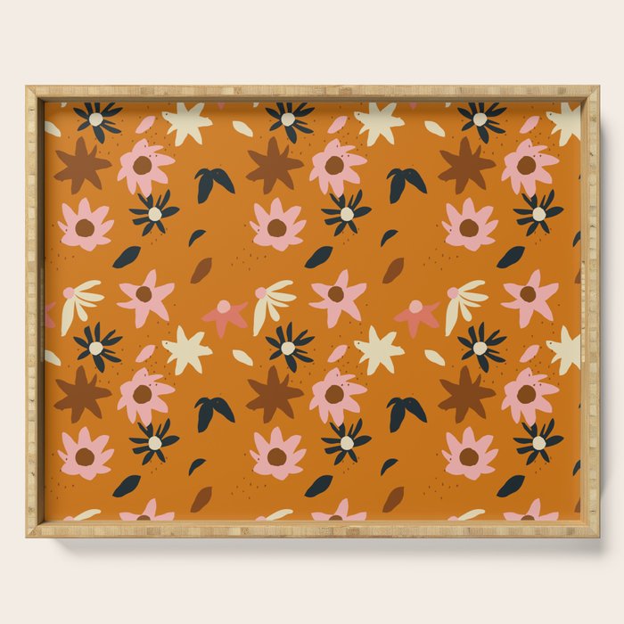 Fall flowers pattern Serving Tray Gallery Image 1