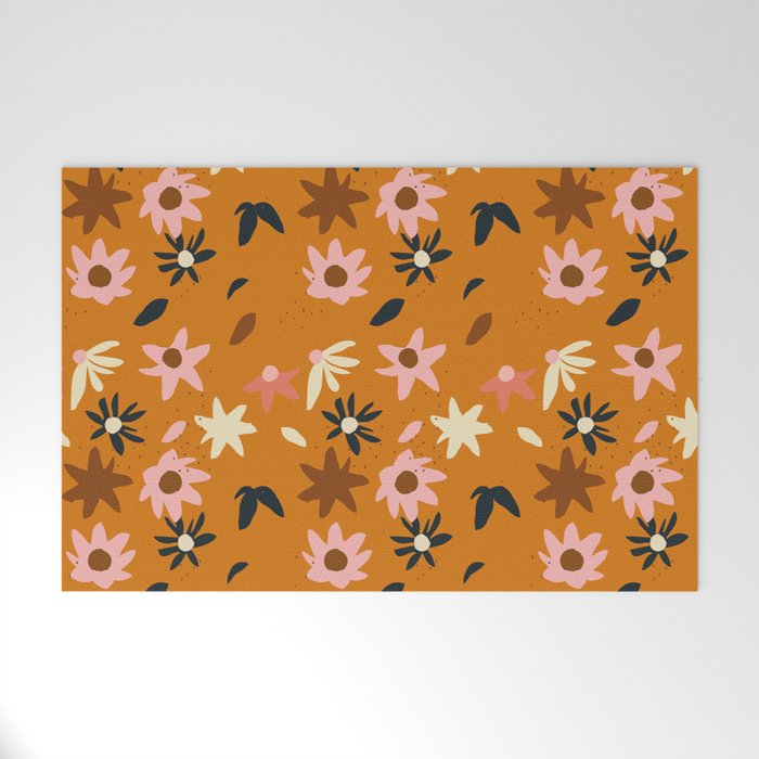 Fall flowers pattern Welcome Mat Gallery Image 1