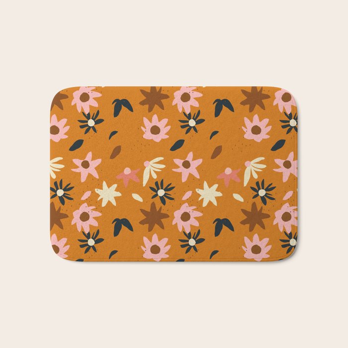 Fall flowers pattern Bath Mat Gallery Image 1