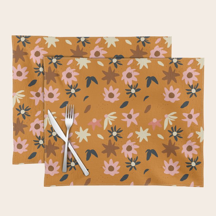 Fall flowers pattern Placemat Gallery Image 1