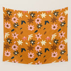 Fall flowers pattern Wall Tapestry Gallery Image 4