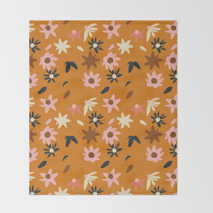 Fall flowers pattern Throw Blanket Gallery Image 2