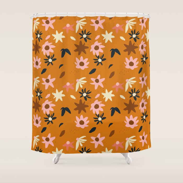 Fall flowers pattern Shower Curtain Gallery Image 1