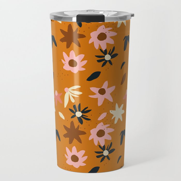 Fall flowers pattern Travel Mug Gallery Image 1
