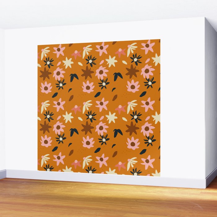 Fall flowers pattern Wall Mural Gallery Image 2